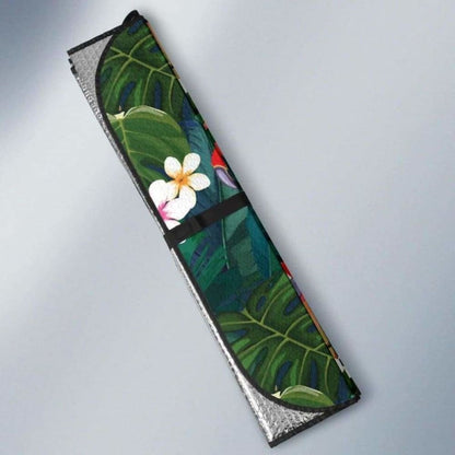 Parrot Palm Tree Leaves Flower Hibiscus Pattern Car Auto Sun Shades