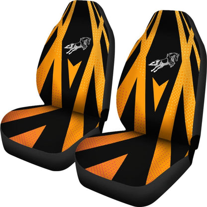 Amazing Black Orange Horse Mustang Custom Metallic Style Printed Car Seat Covers