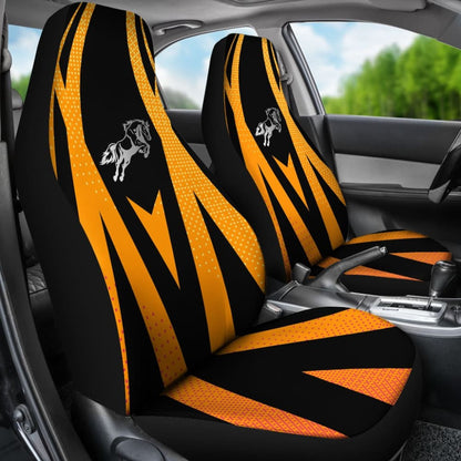 Amazing Black Orange Horse Mustang Custom Metallic Style Printed Car Seat Covers