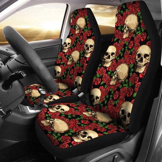 Rose Skulls Car Seat Covers Set