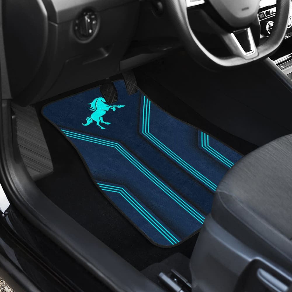 Amazing Turquoise Horse Mustang Custom Metallic Style Printed Car Floor Mats