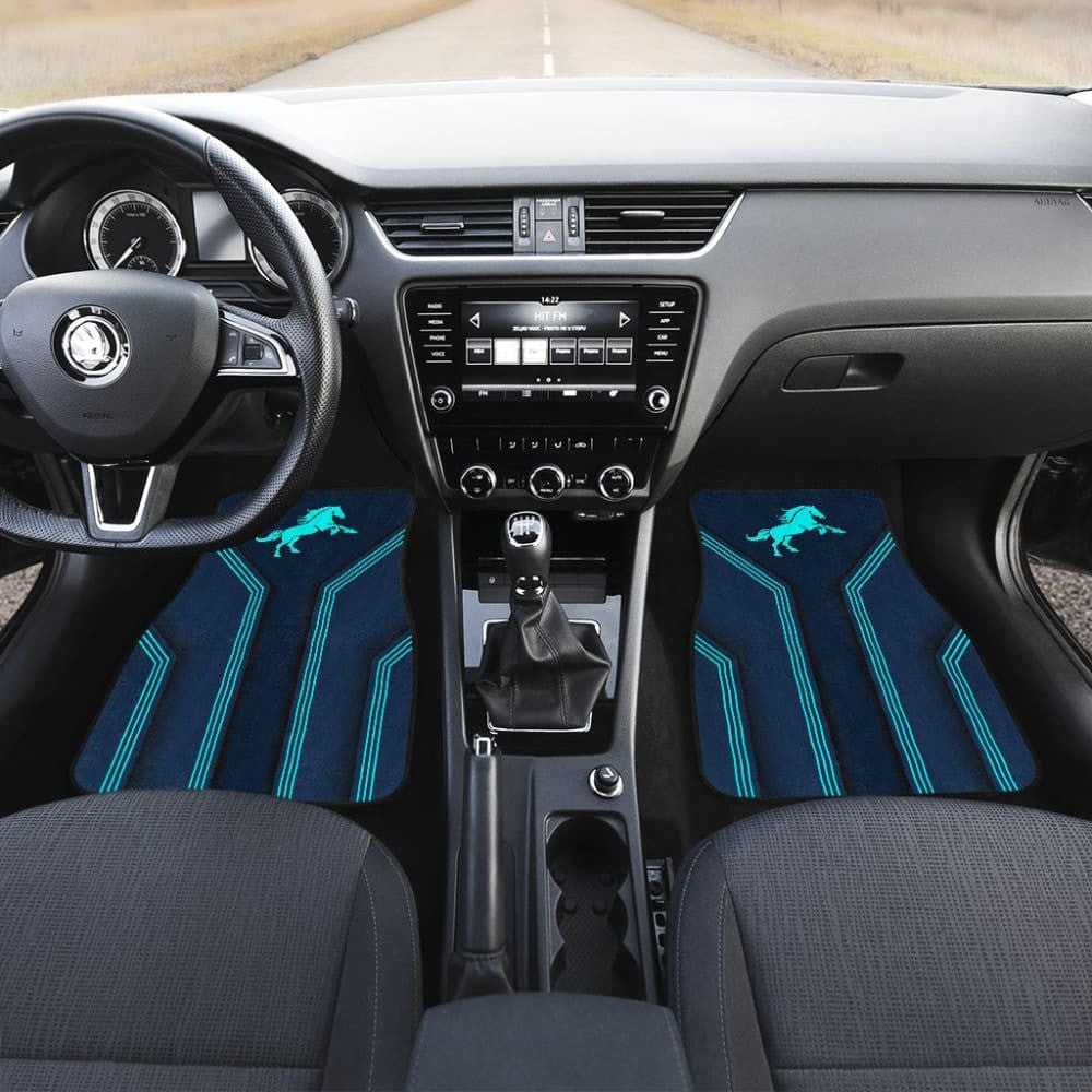 Amazing Turquoise Horse Mustang Custom Metallic Style Printed Car Floor Mats