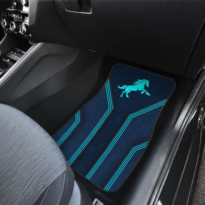 Amazing Turquoise Horse Mustang Custom Metallic Style Printed Car Floor Mats