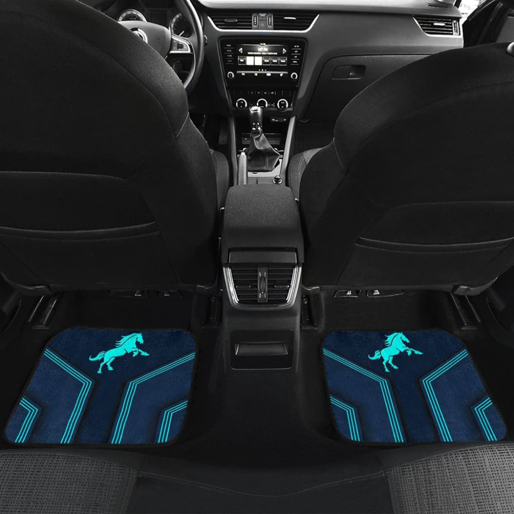 Amazing Turquoise Horse Mustang Custom Metallic Style Printed Car Floor Mats