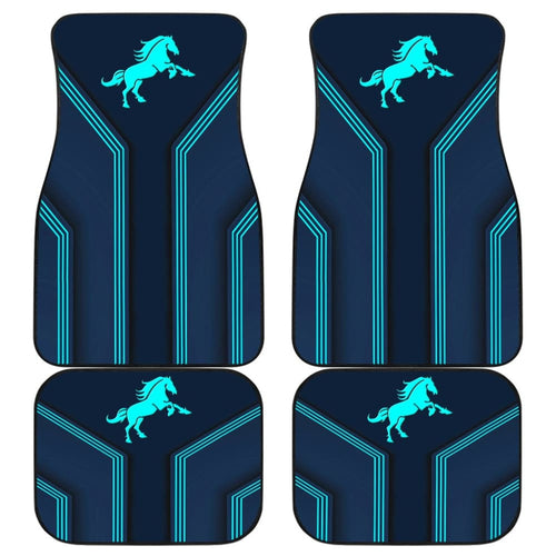 Amazing Turquoise Horse Mustang Custom Metallic Style Printed Car Floor Mats