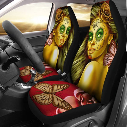 Calavera Fresh Look Design # Car Seat Covers (Yellow Smiley Face Rose) -