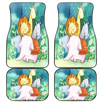 Lion Elephant Horse Rhino Animal Funny Cute In Jungle Car Floor Mats