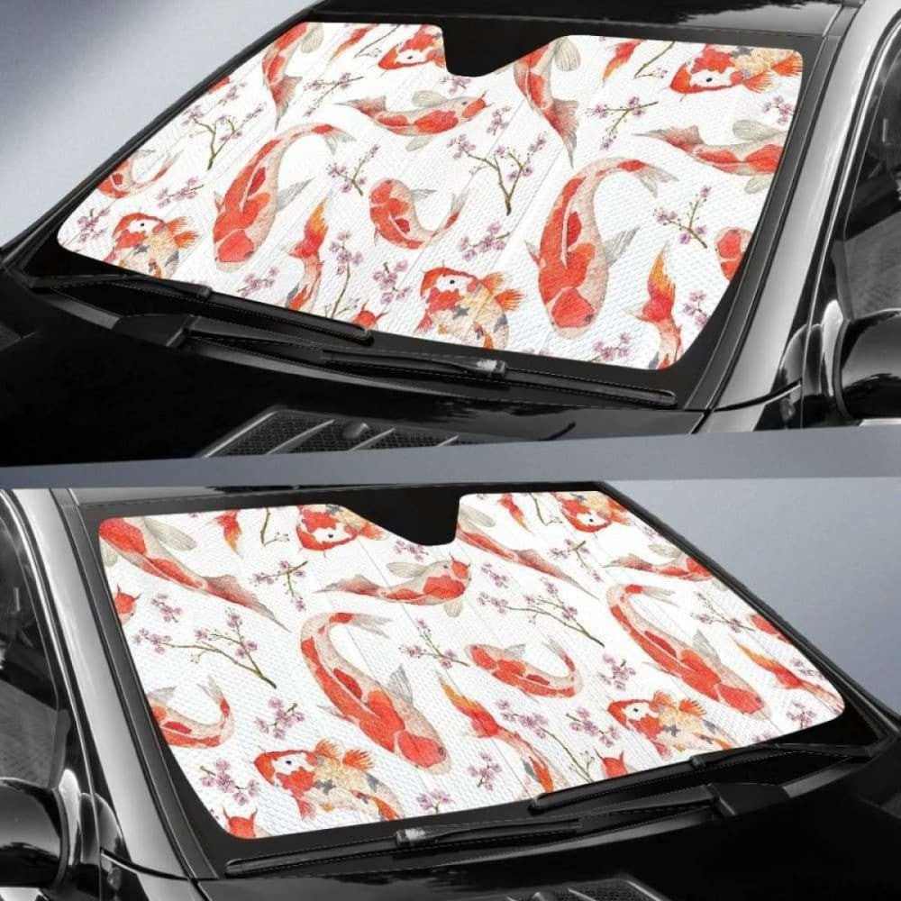 Watercolor Koi Fish Carp Fish Pattern Car Auto Sun Shades