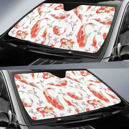 Watercolor Koi Fish Carp Fish Pattern Car Auto Sun Shades