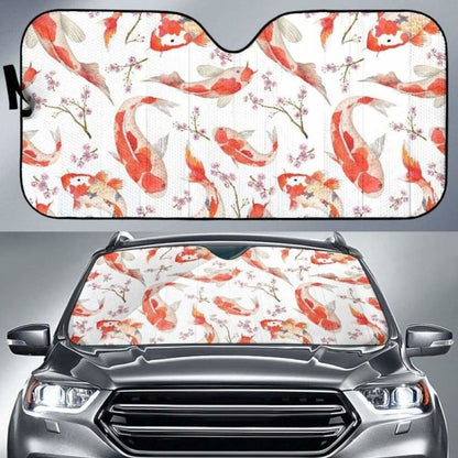 Watercolor Koi Fish Carp Fish Pattern Car Auto Sun Shades