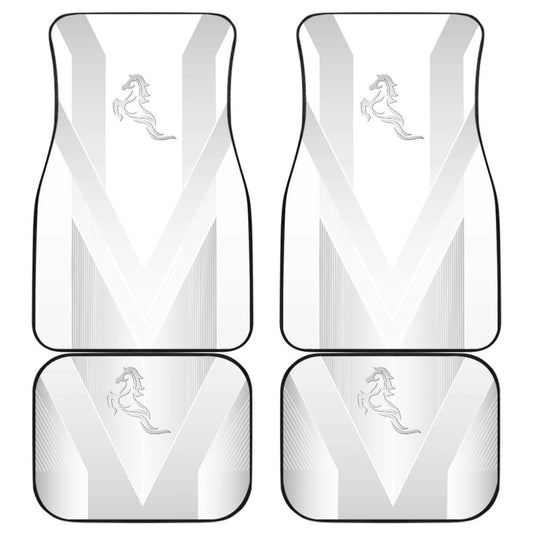 Shine Silver Horse Mustang Metallic Style Printed Car Accessories Car Floor Mats