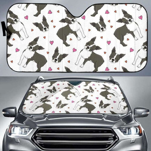 Boston Terrier Dog Hearts Vector Pattern Car Auto Sun Shades