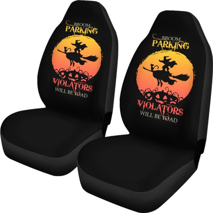 Broom Parking Violators Will be Toad Halloween Parking Car Seat Covers