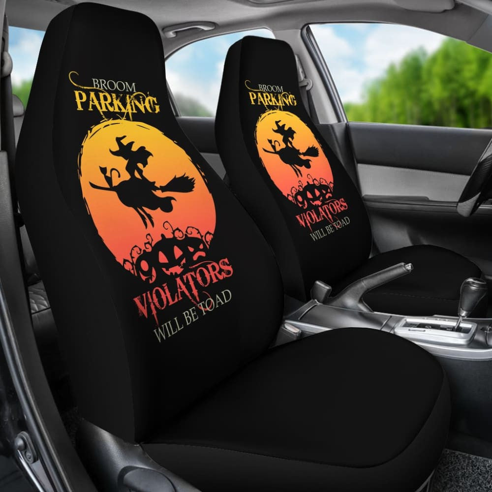 Broom Parking Violators Will be Toad Halloween Parking Car Seat Covers