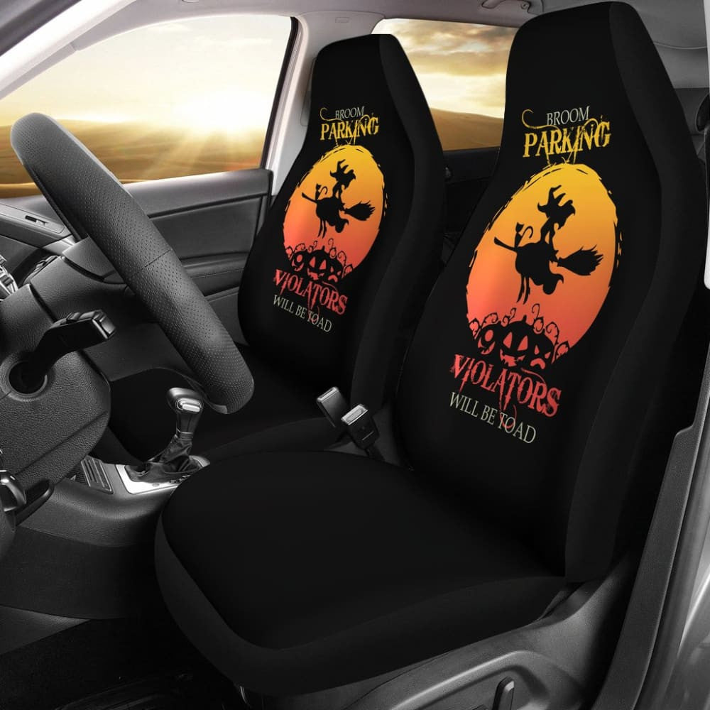 Broom Parking Violators Will be Toad Halloween Parking Car Seat Covers