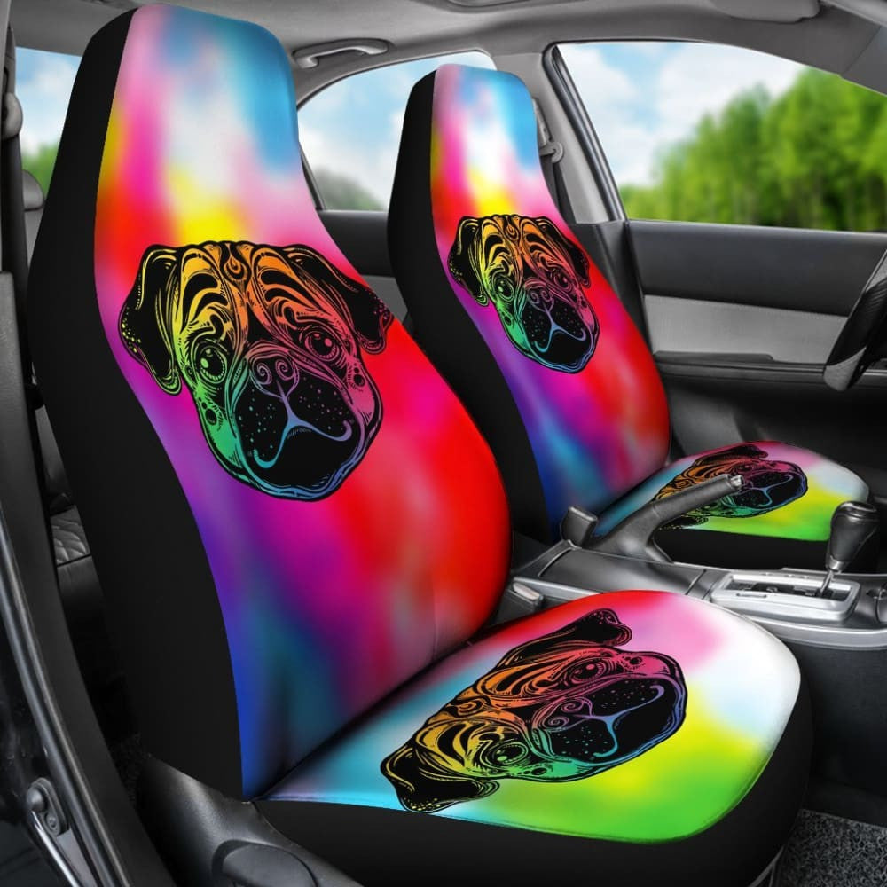Rainbow Pug Car Seat Covers