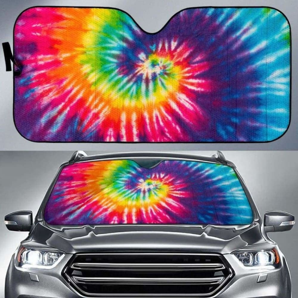 Colorful Tie Dye Spiral Car Sun Shades