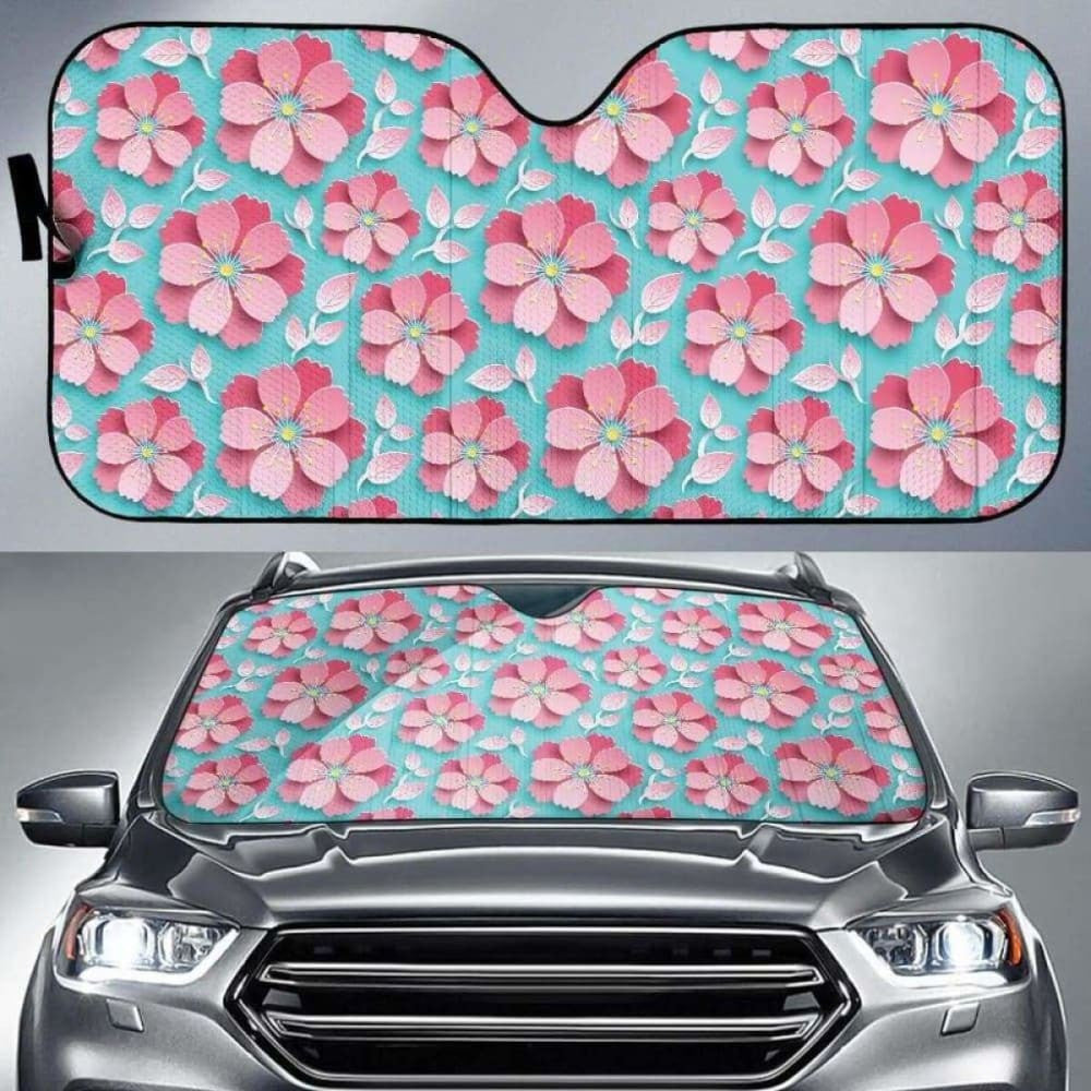D Sakura Cherry Blossom Pattern Car Auto Sun Shades