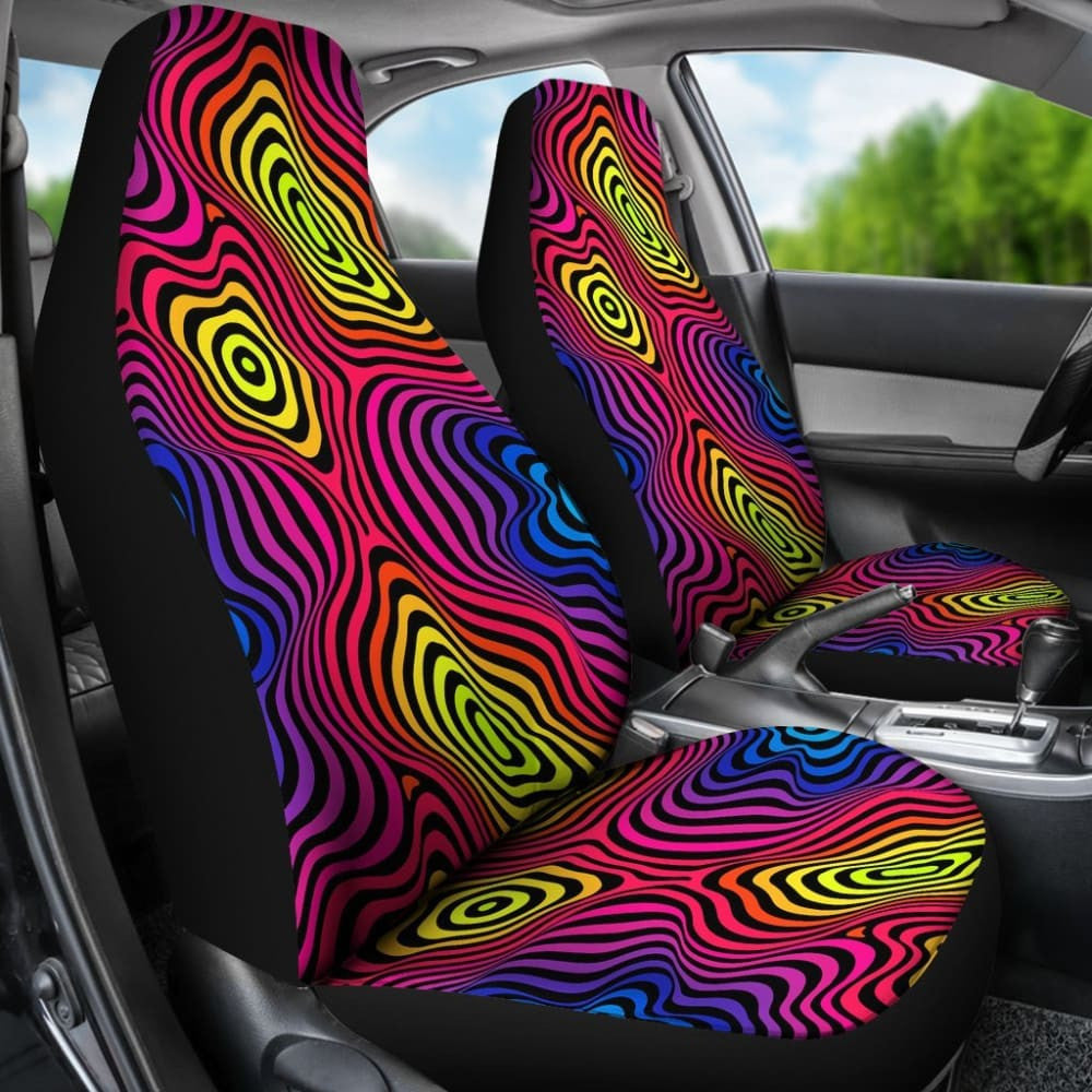 Psychedelic Abstract Colorful Rainbow Car Seat Cover