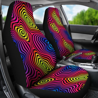 Psychedelic Abstract Colorful Rainbow Car Seat Cover