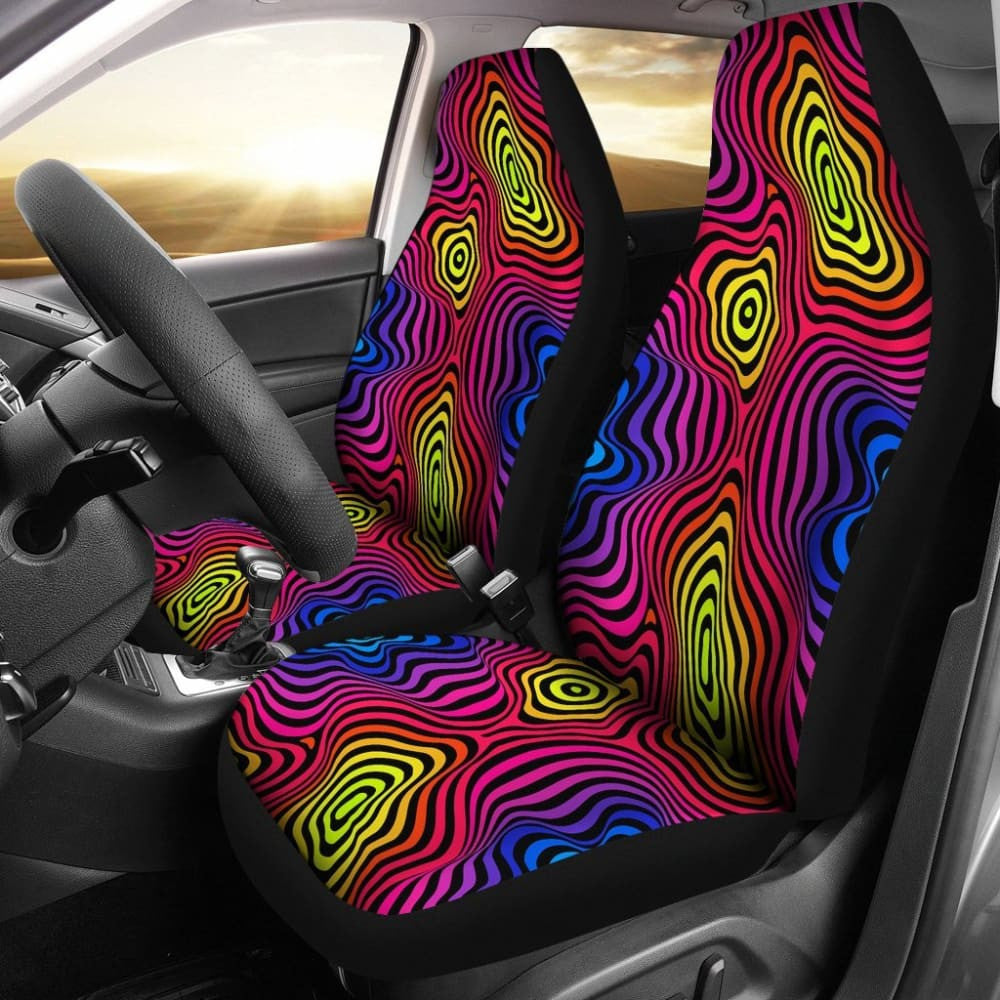 Psychedelic Abstract Colorful Rainbow Car Seat Cover