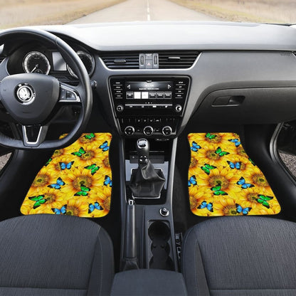 Sunflower Butterfly Front And Back Car Mats