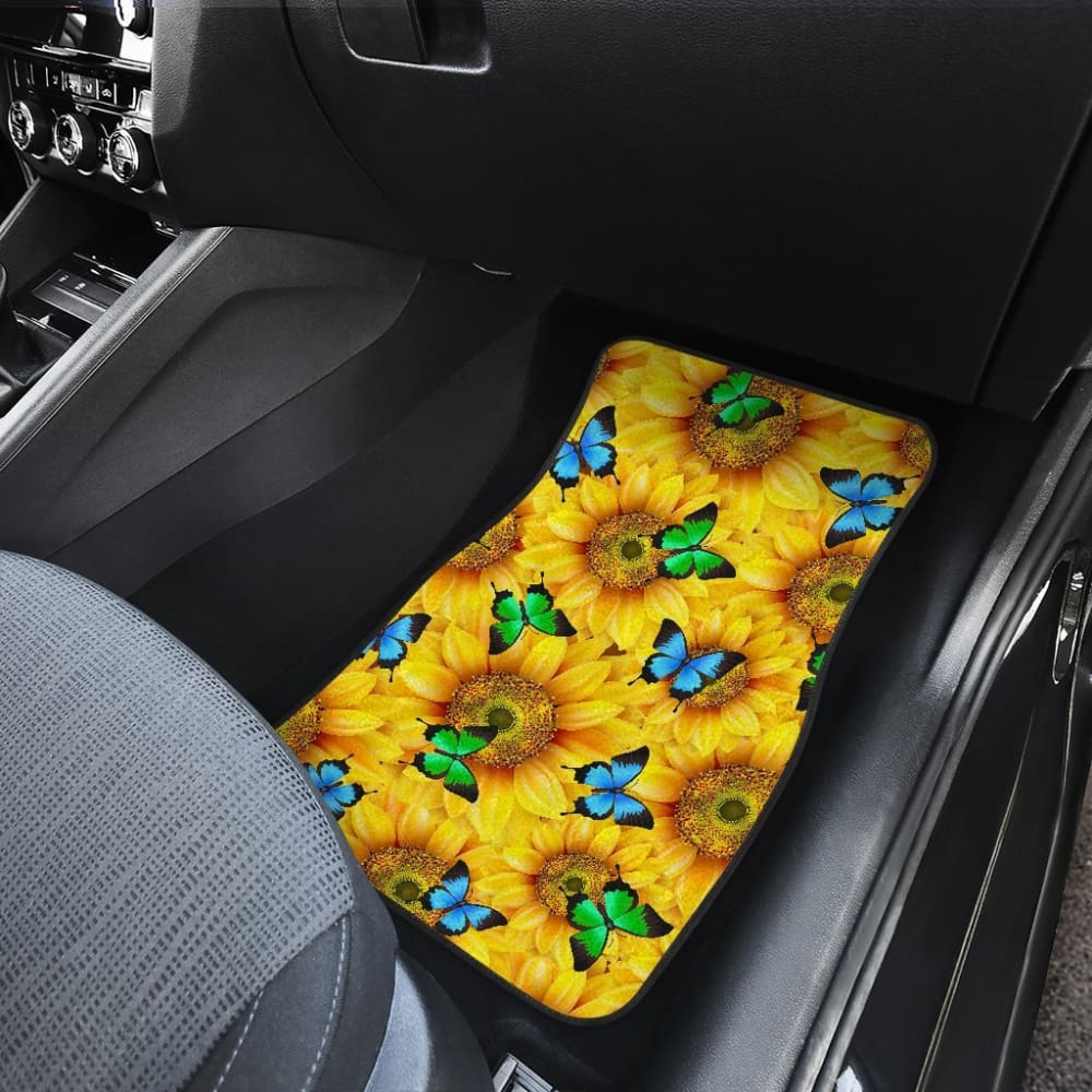 Sunflower Butterfly Front And Back Car Mats