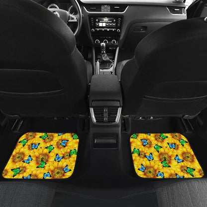 Sunflower Butterfly Front And Back Car Mats