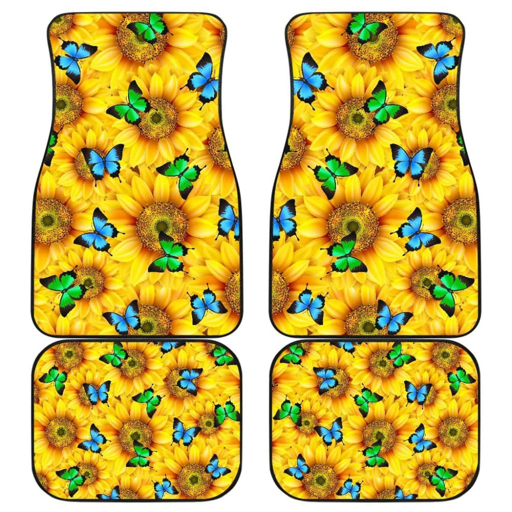 Sunflower Butterfly Front And Back Car Mats