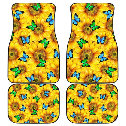 Sunflower Butterfly Front And Back Car Mats