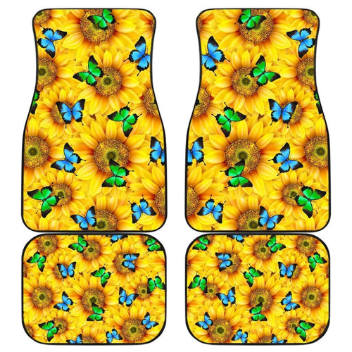 Sunflower Butterfly Front And Back Car Mats