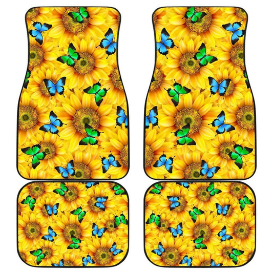 Sunflower Butterfly Front And Back Car Mats