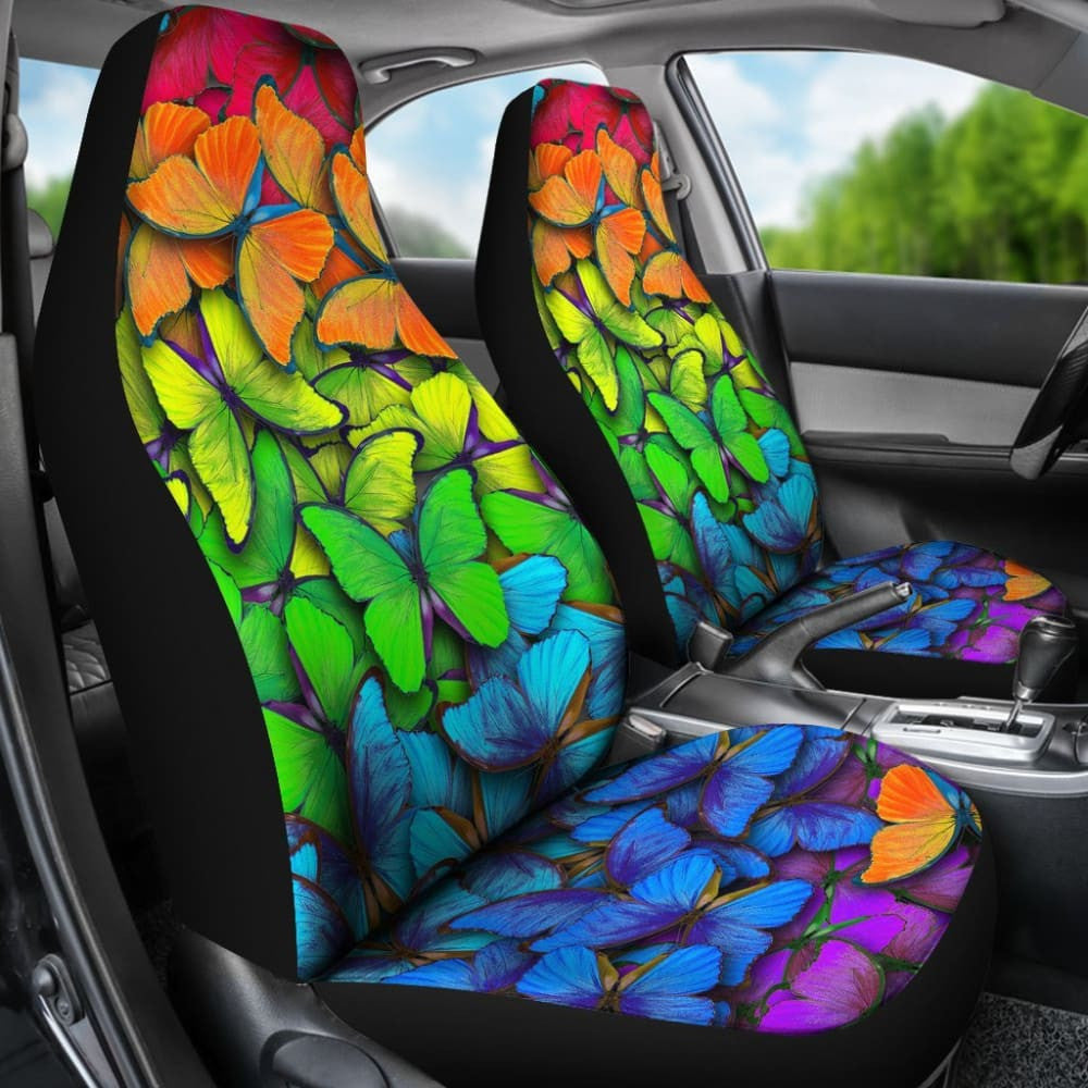 Colorful Rainbow Butterfly Car Seat Covers