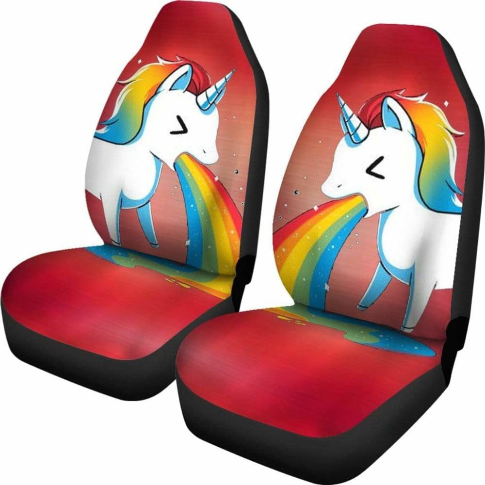 Unicorn Rainbow Print Car Seat Covers