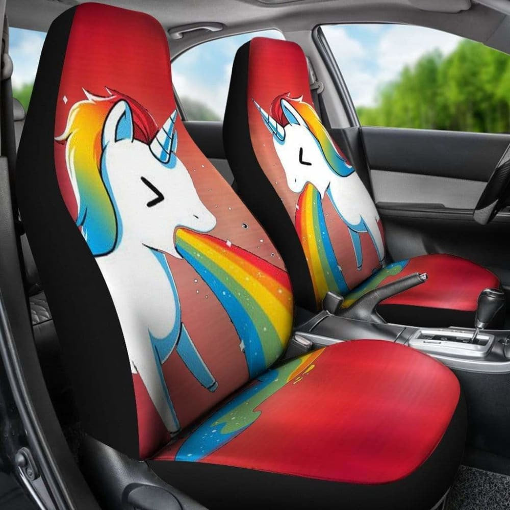 Unicorn Rainbow Print Car Seat Covers