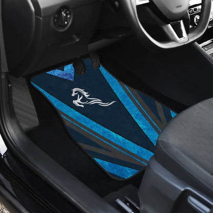 Amazing Blue Horse Mustang Metallic Style Printed Car Accessories Car Floor Mats