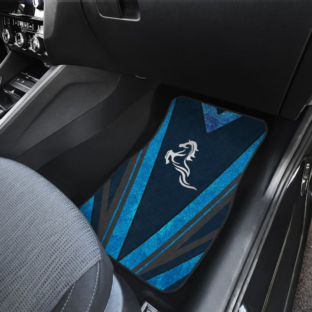 Amazing Blue Horse Mustang Metallic Style Printed Car Accessories Car Floor Mats