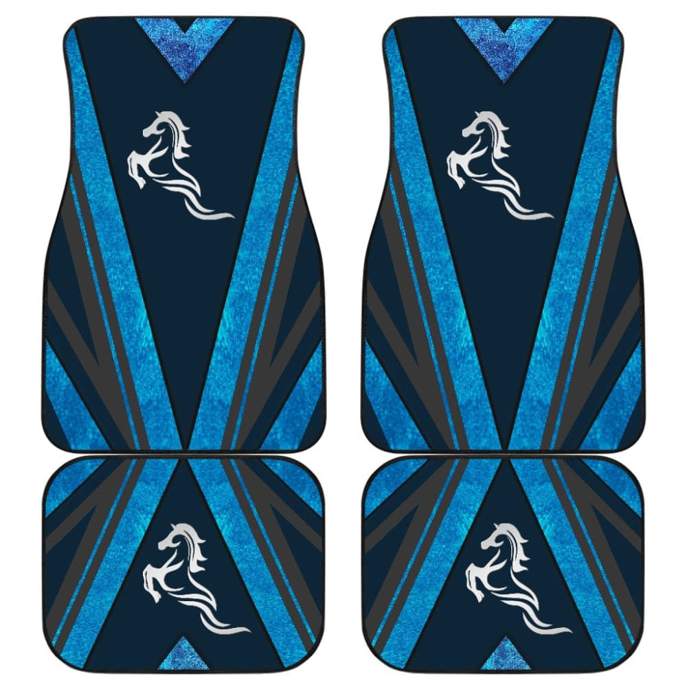 Amazing Blue Horse Mustang Metallic Style Printed Car Accessories Car Floor Mats