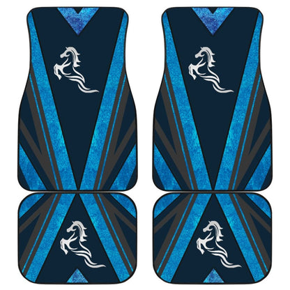 Amazing Blue Horse Mustang Metallic Style Printed Car Accessories Car Floor Mats