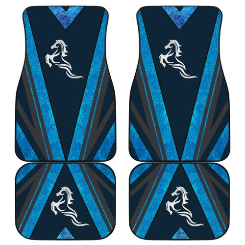 Amazing Blue Horse Mustang Metallic Style Printed Car Accessories Car Floor Mats