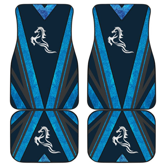 Amazing Blue Horse Mustang Metallic Style Printed Car Accessories Car Floor Mats
