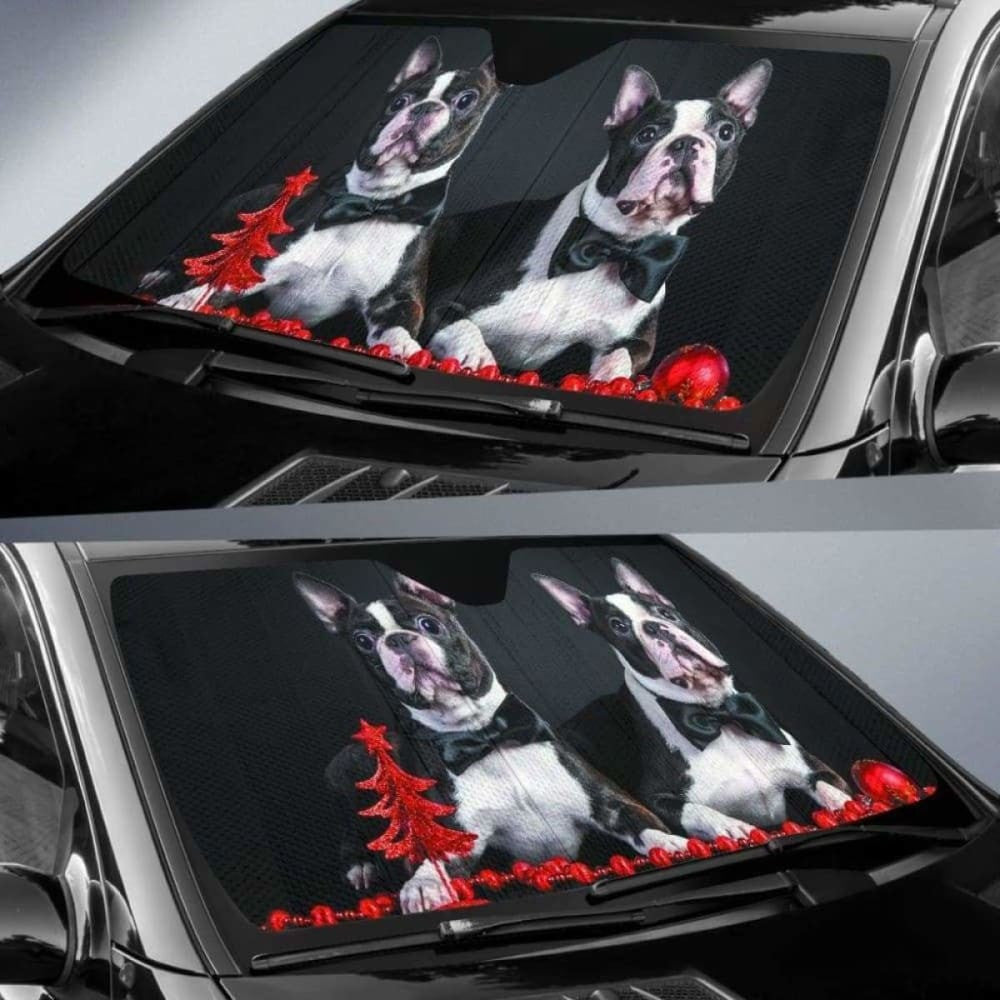 Boston Terrier Christmas Auto Sun Shades