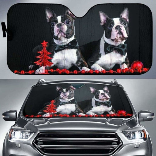 Boston Terrier Christmas Auto Sun Shades