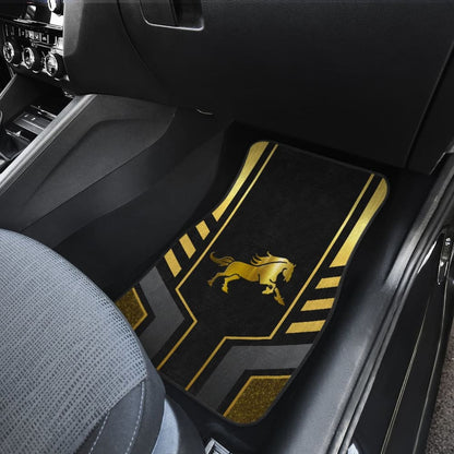 Amazing Yellow Black Horse Mustang Custom Metallic Style Printed Car Floor Mats
