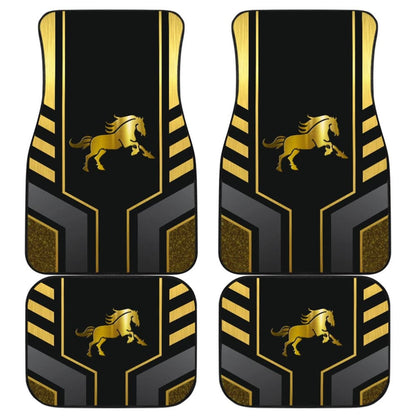 Amazing Yellow Black Horse Mustang Custom Metallic Style Printed Car Floor Mats