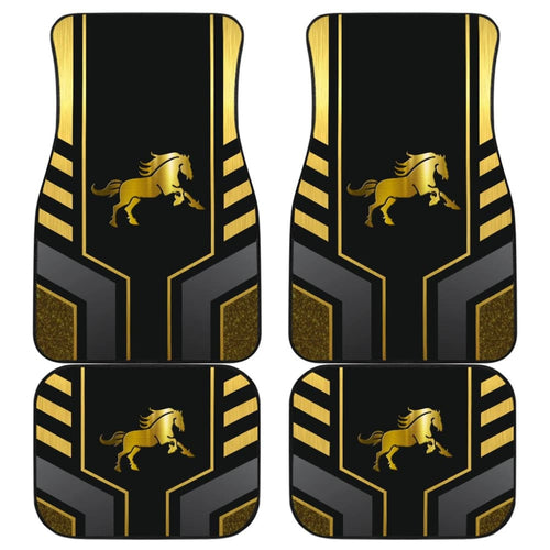 Amazing Yellow Black Horse Mustang Custom Metallic Style Printed Car Floor Mats