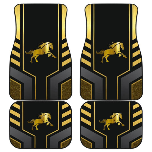 Amazing Yellow Black Horse Mustang Custom Metallic Style Printed Car Floor Mats