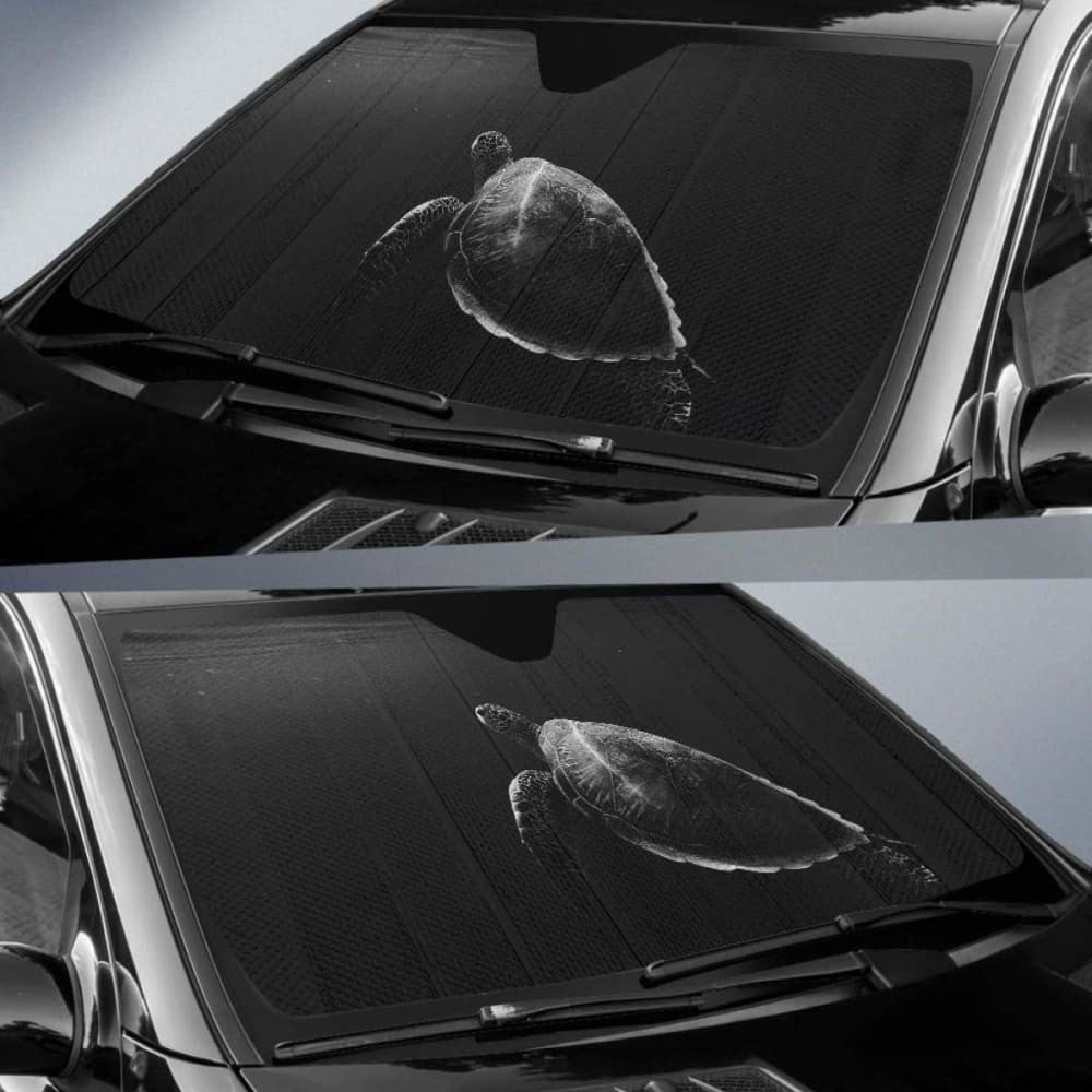 Turtle Tortoise Underwater MonochromeK Car Sun Shade