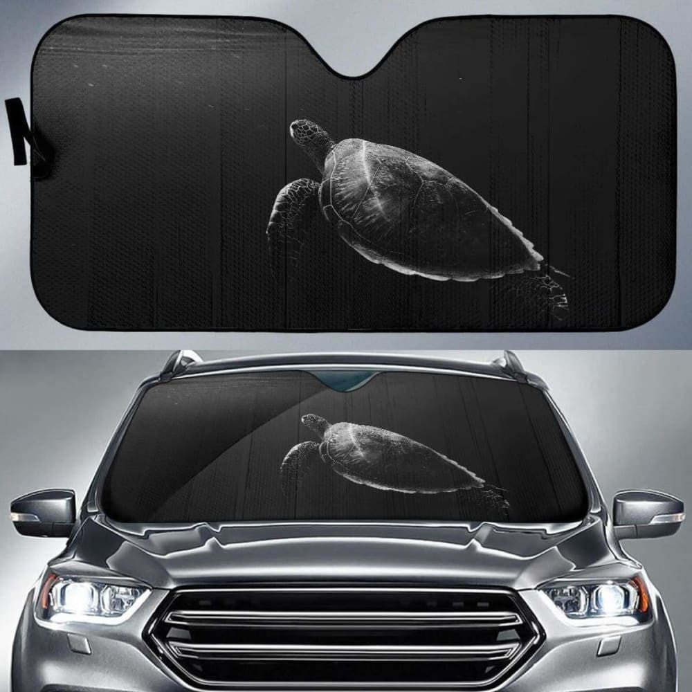 Turtle Tortoise Underwater MonochromeK Car Sun Shade