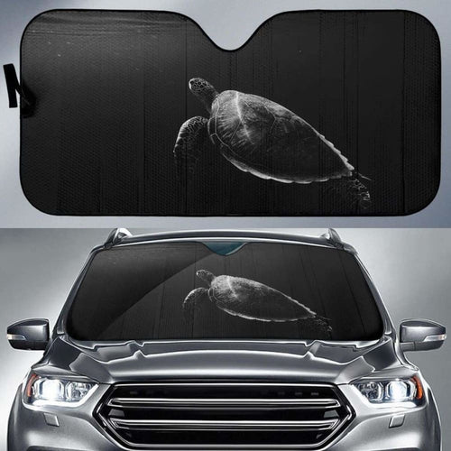 Turtle Tortoise Underwater MonochromeK Car Sun Shade